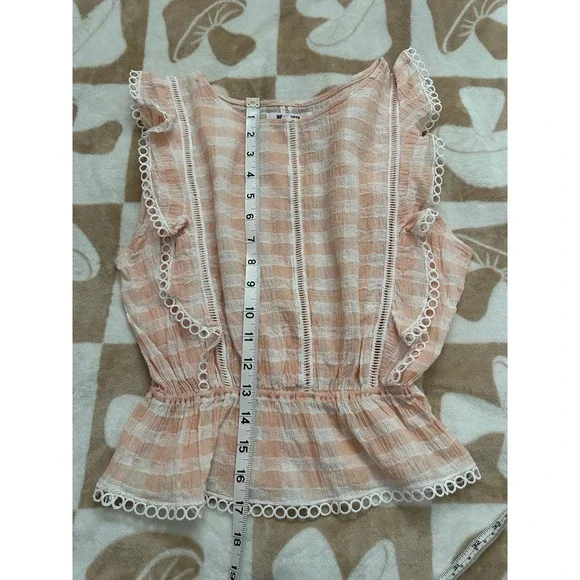 BB‎ Dakota Lisanne Pink Gingham Lace Top Size Small - Picture 7 of 9